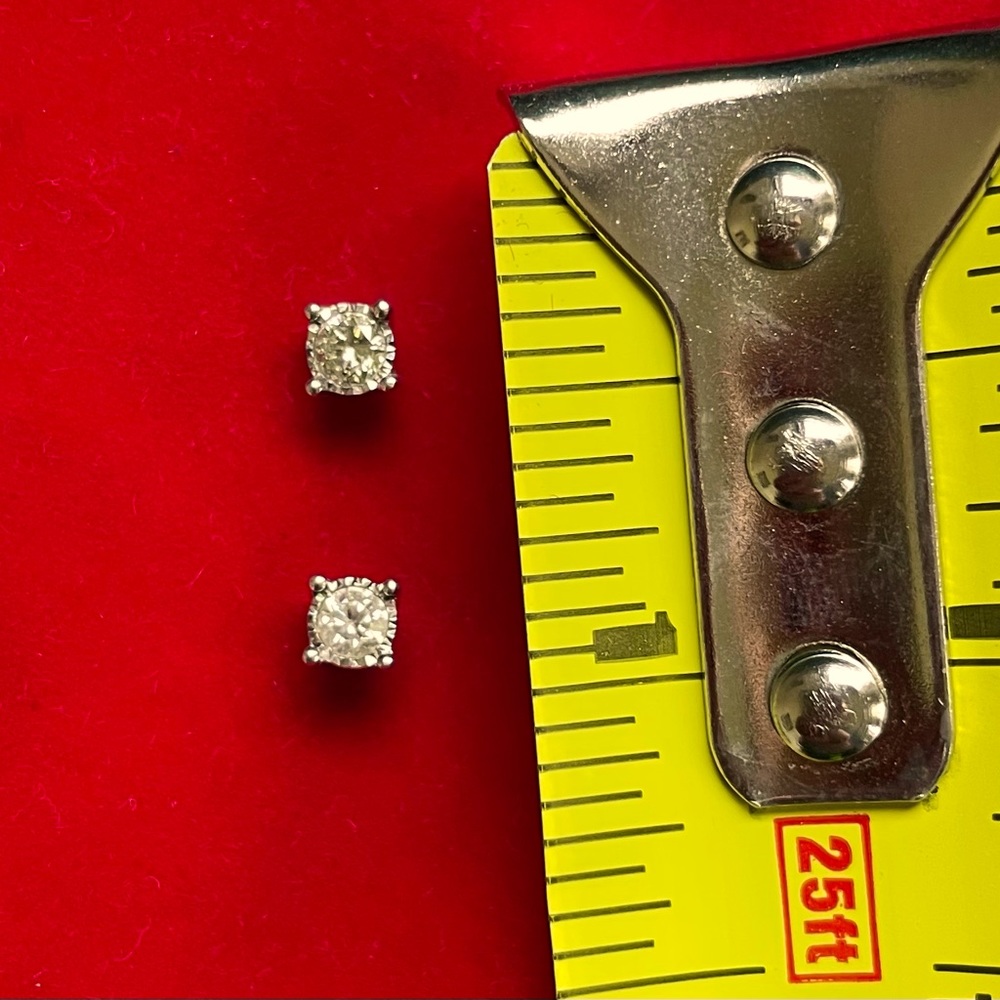 Silver and diamond stud earrings